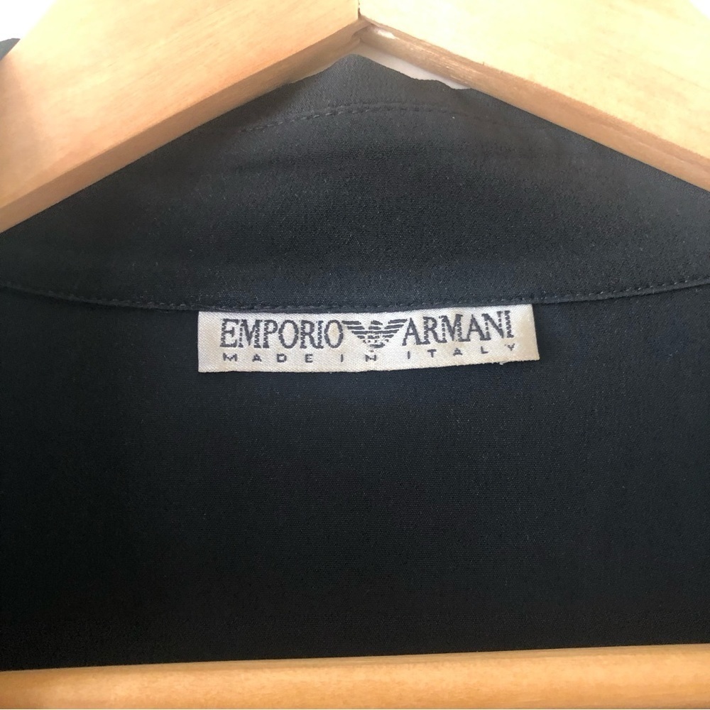 Emporio Armani Black Silk Blend Open Front Collared Cardigan size 38/8 - Picture 8 of 11
